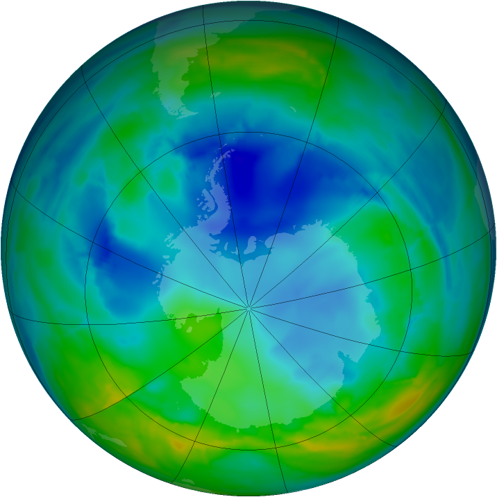 Antarctic ozone map for 04 August 2008